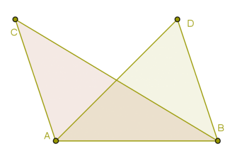 Triángulos con la misma base y alturas iguales